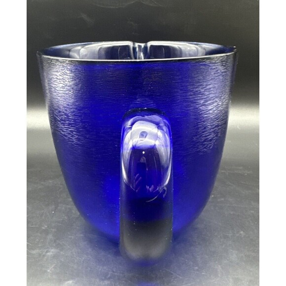 VTG COBALT BLUE Textured Glass Water Beverage Pitcher 6.75” Retro MCM - Picture 2 of 10